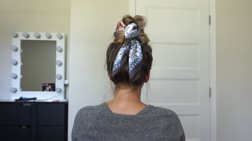 6 Easy Messy Buns With a Hair Scarf
