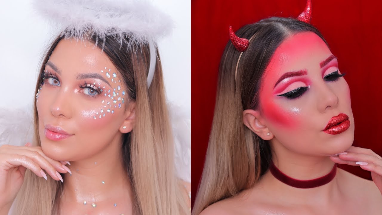 Best Friends Halloween Makeup: ANGEL VS DEVIL