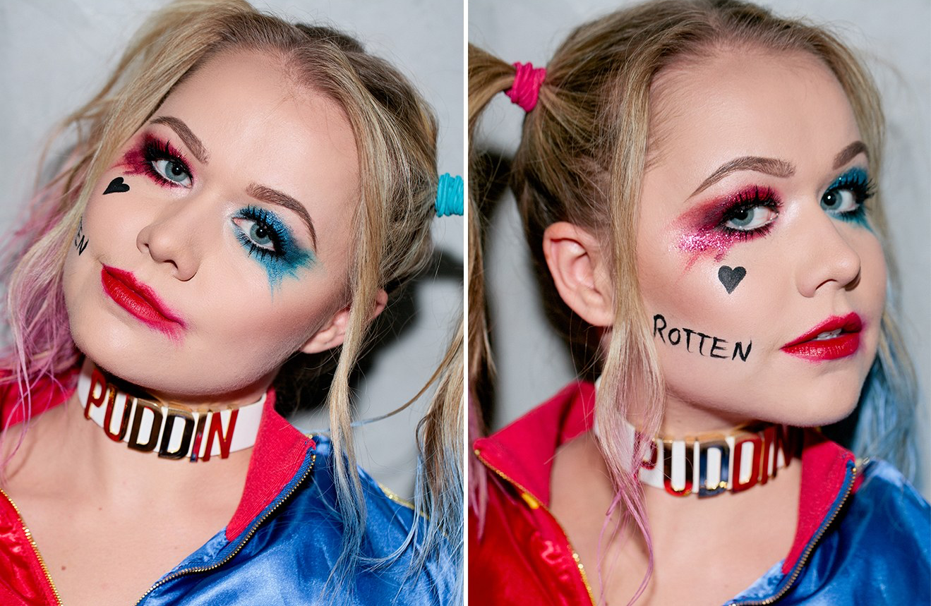 Classy Harley Quinn Halloween Makeup