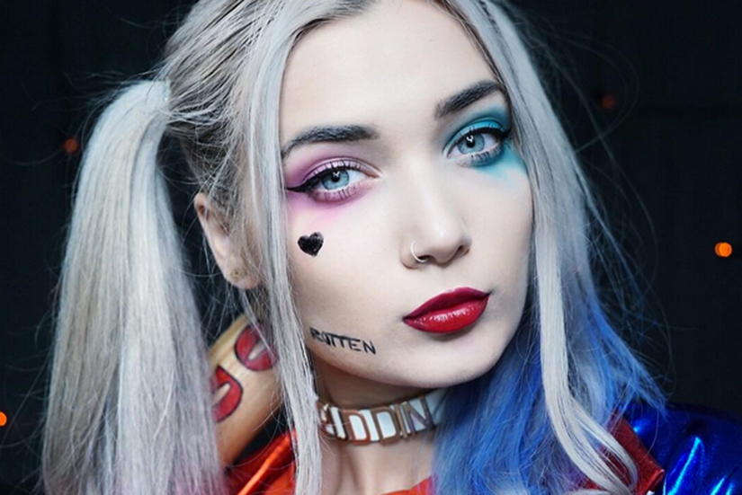 Classy Harley Quinn Halloween Makeup